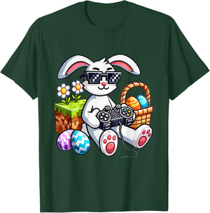 Happy Easter Day Bunny Egg Video Game Boys Kids Gamer T-Shirt - T-Shirt | Forest