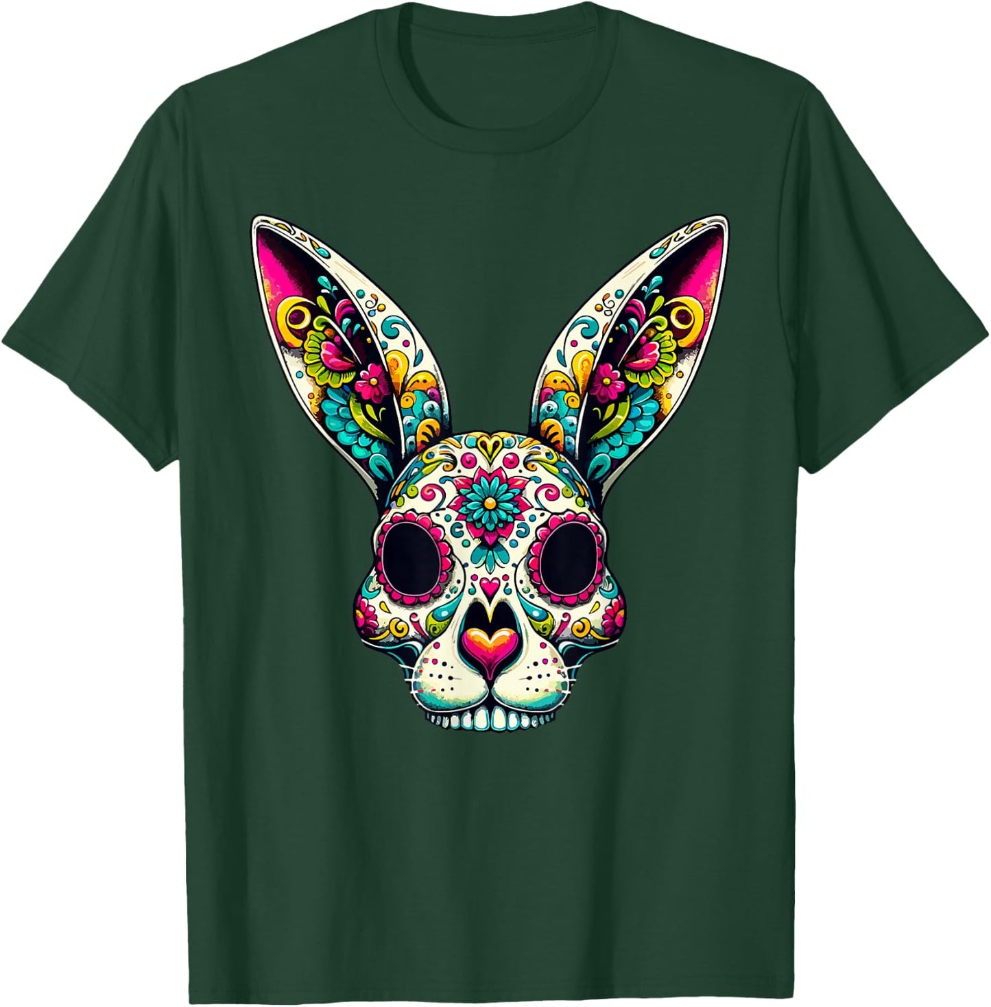 Bunny Sugar Skull Bunny Ears La Catrina Easter Day Of Dead T-Shirt - T-Shirt | Forest