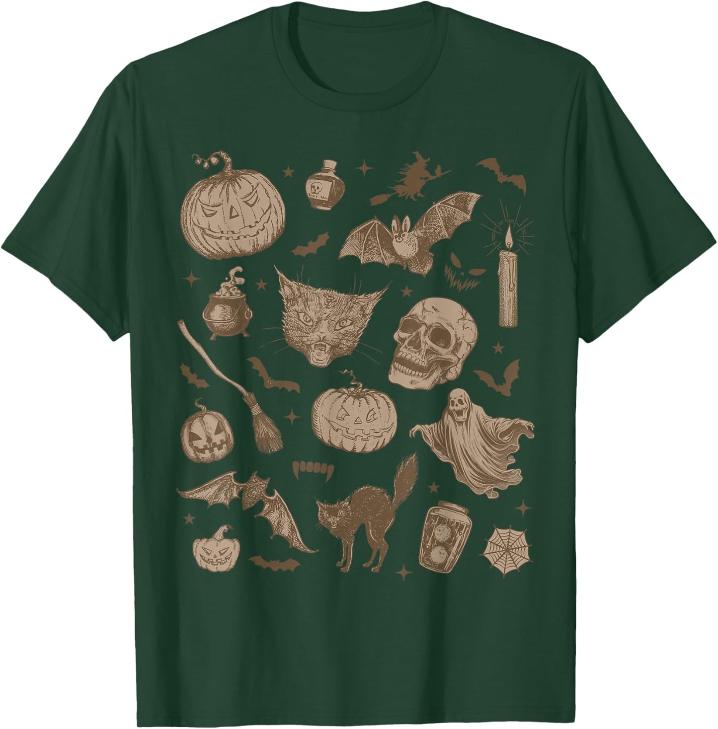 Halloween Vintage 90s Aesthetic Cute Witchy Retro Graphic T-Shirt - T-Shirt | Forest