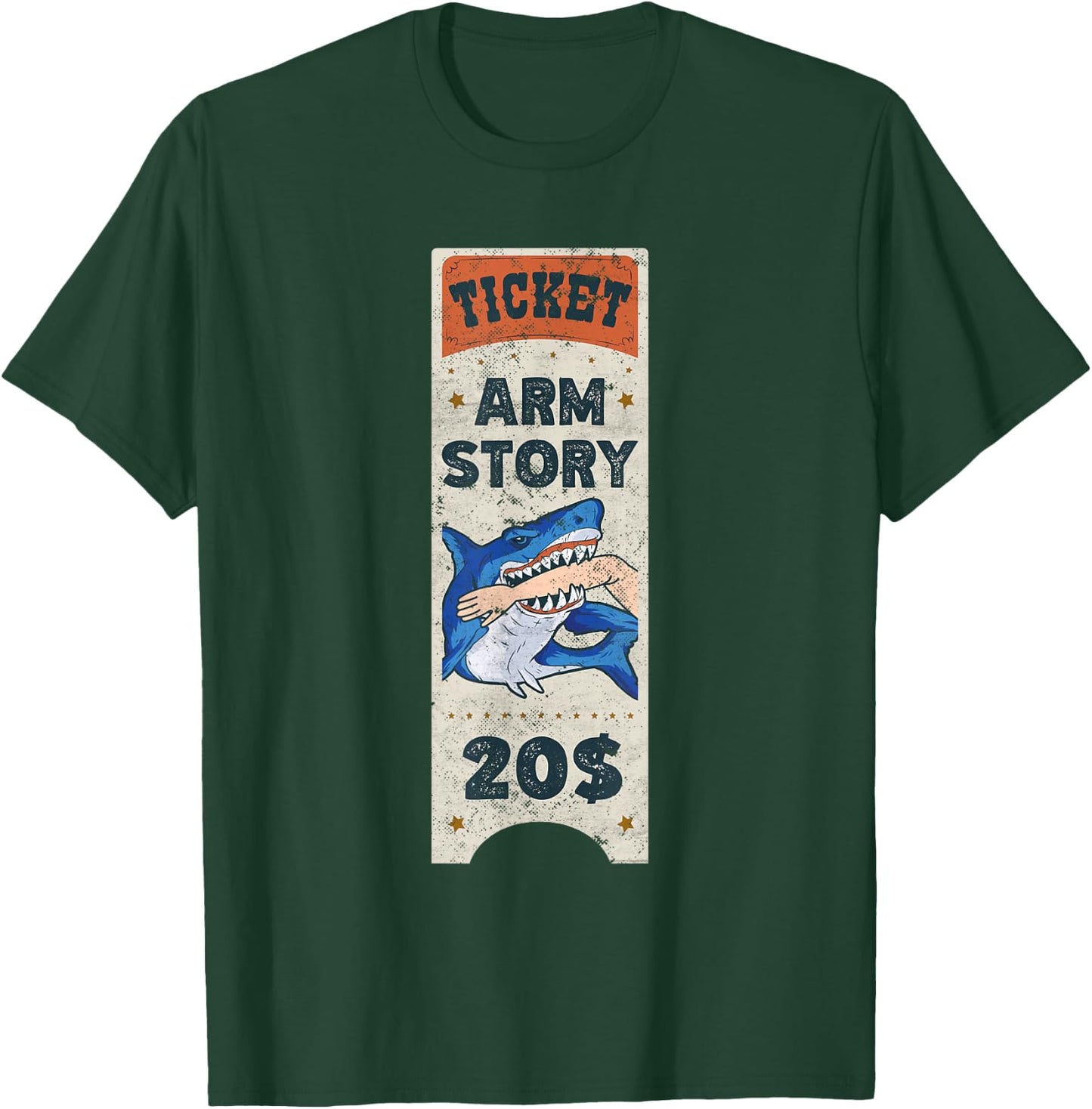 Amputee Funny Arm Story Amputation Surgery Shark Humor T-Shirt - T-Shirt | Forest