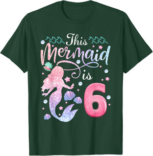 6th Birthday Girls This Mermaid Is 6 Years Old Kids T-Shirt - T-Shirt | Forest