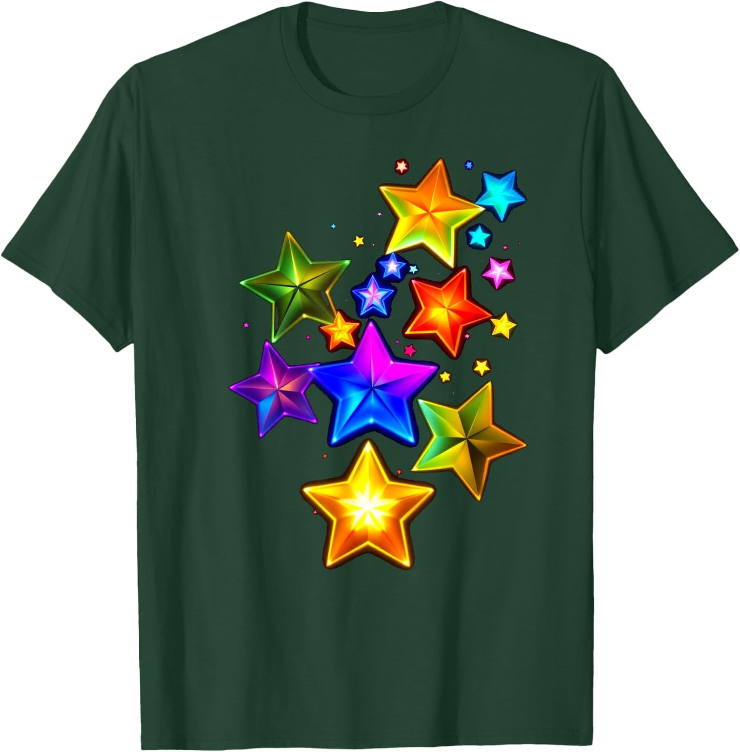 Lebendige Bunte Sterne T-Shirt - T-Shirt | Forest