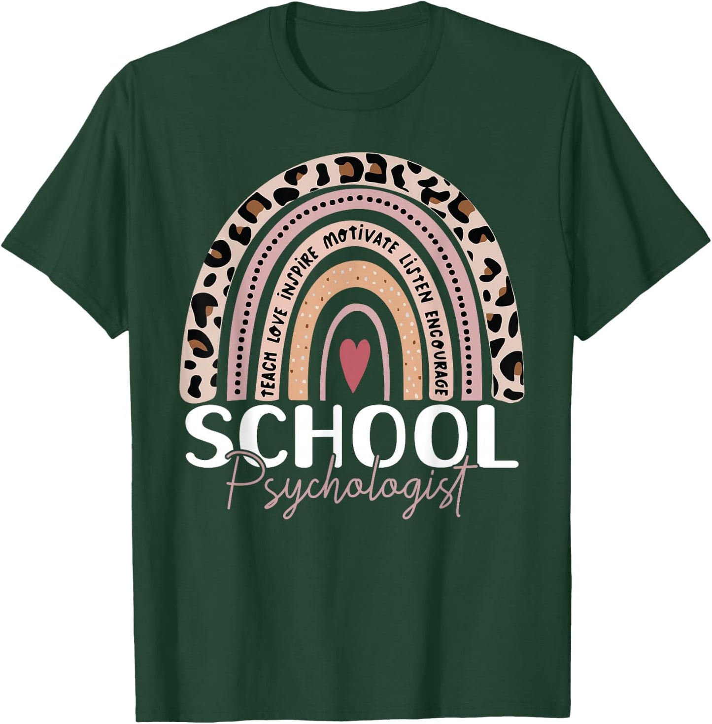School Psych teacher School Psychologist leopard rainbow T-Shirt - T-Shirt | Forest