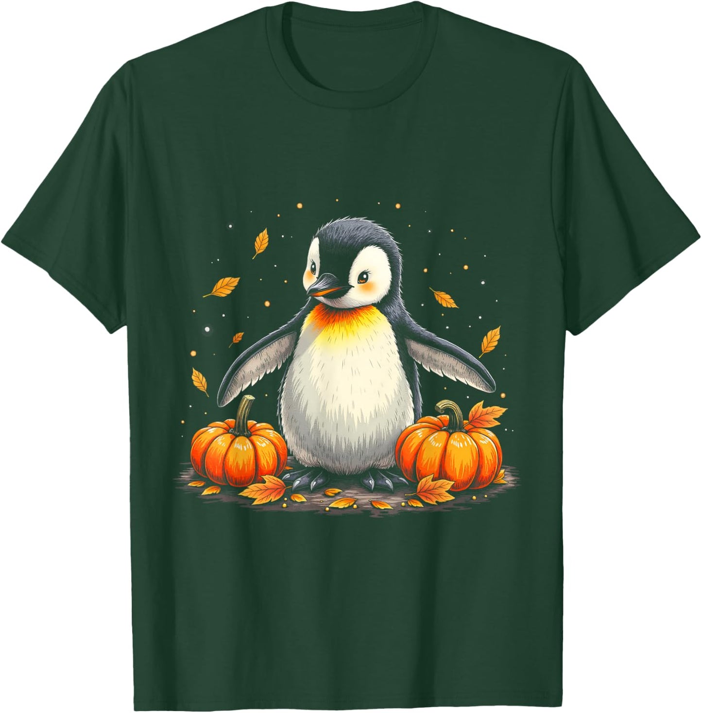 Cute Penguin Fall Vibes Autumn Pumpkins Thanksgiving T-Shirt - T-Shirt | Forest