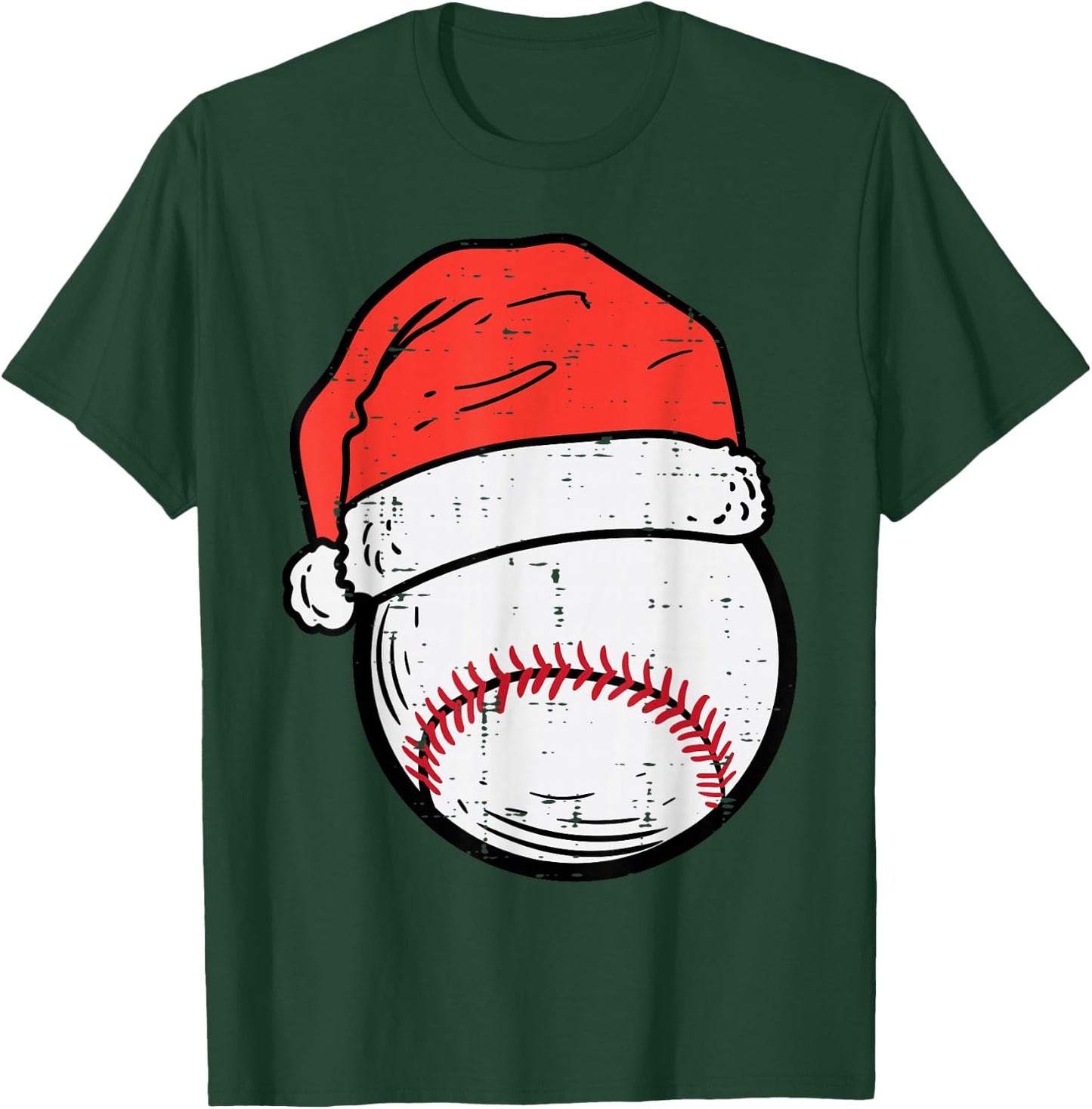 Baseball Santa Hat Sports Christmas Xmas Boys Men T-Shirt - T-Shirt | Forest