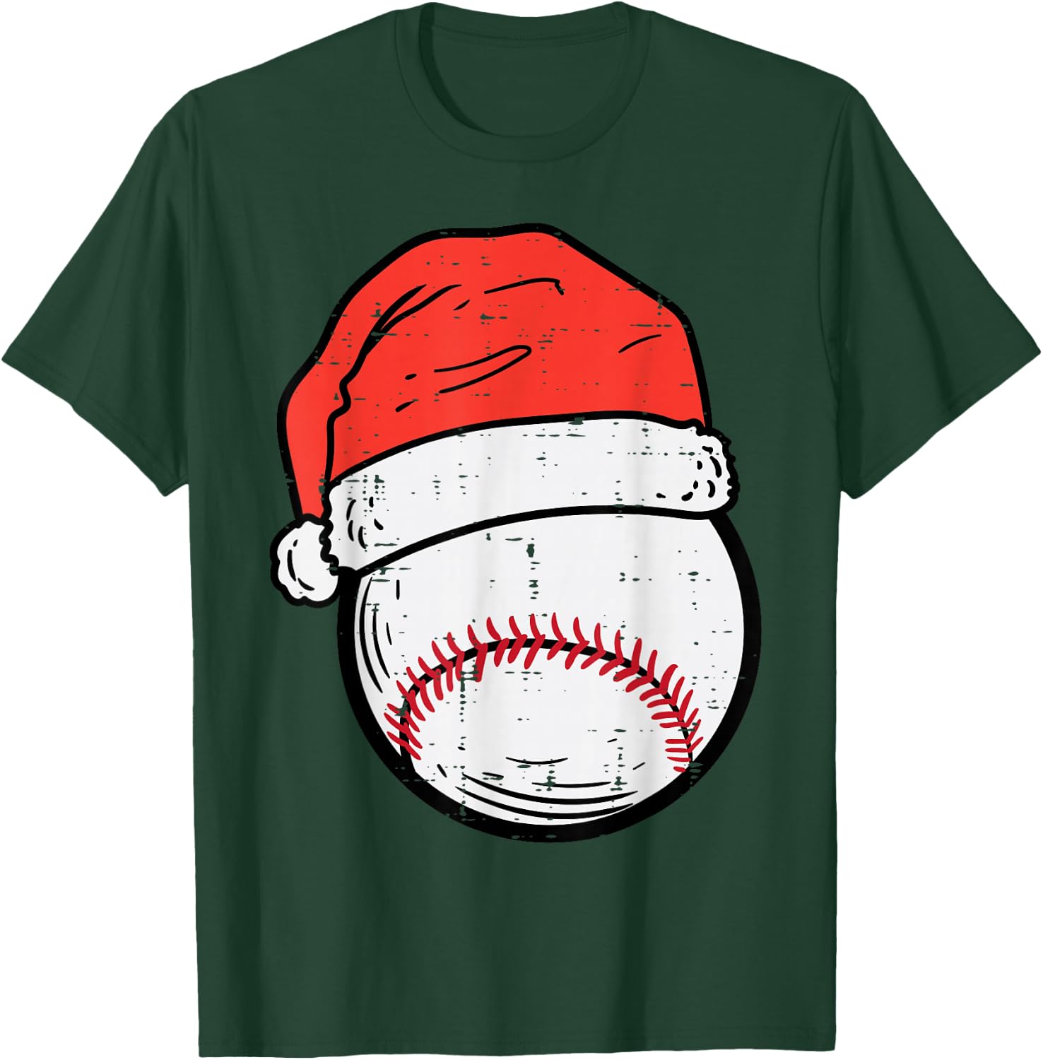 Baseball Santa Hat Sports Christmas Xmas Boys Men T-Shirt - T-Shirt | Forest