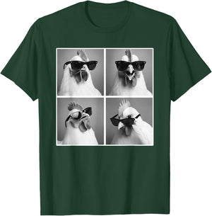 Chicken in Photobooth | Rooster with Sunglasses T-Shirt - T-Shirt | Forest