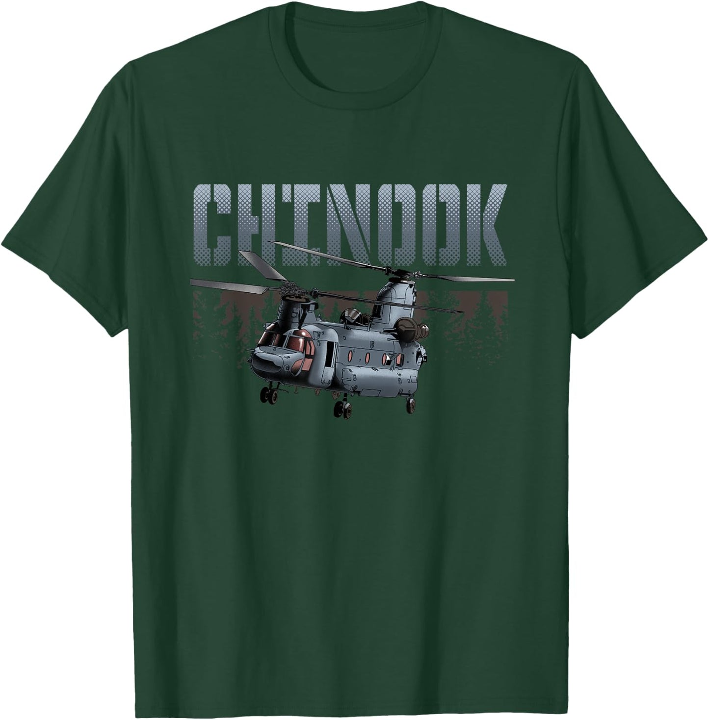 USA Military Warbird Airplane Chinook Helicopter T-Shirt - T-Shirt | Forest