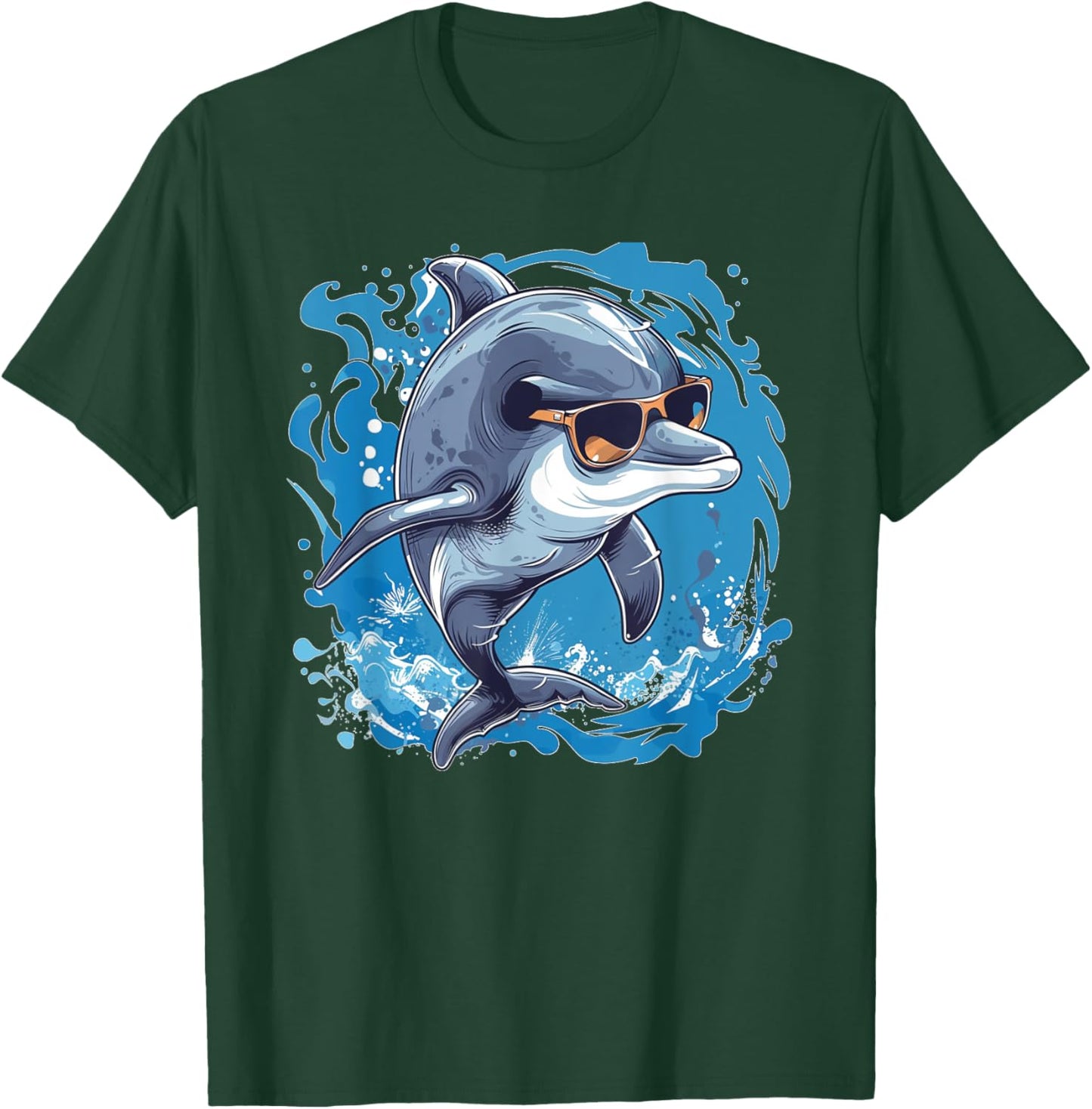 Nice Dolphin with awesome Sunglasses Outfit T-Shirt - T-Shirt | Forest