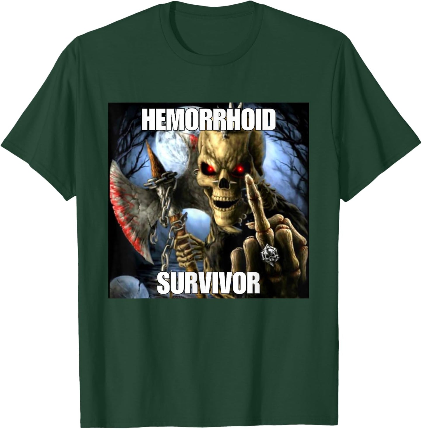 Haemorrhoids Survivor Funny Cringe Hard Skeleton Meme , black T-Shirt - T-Shirt | Forest