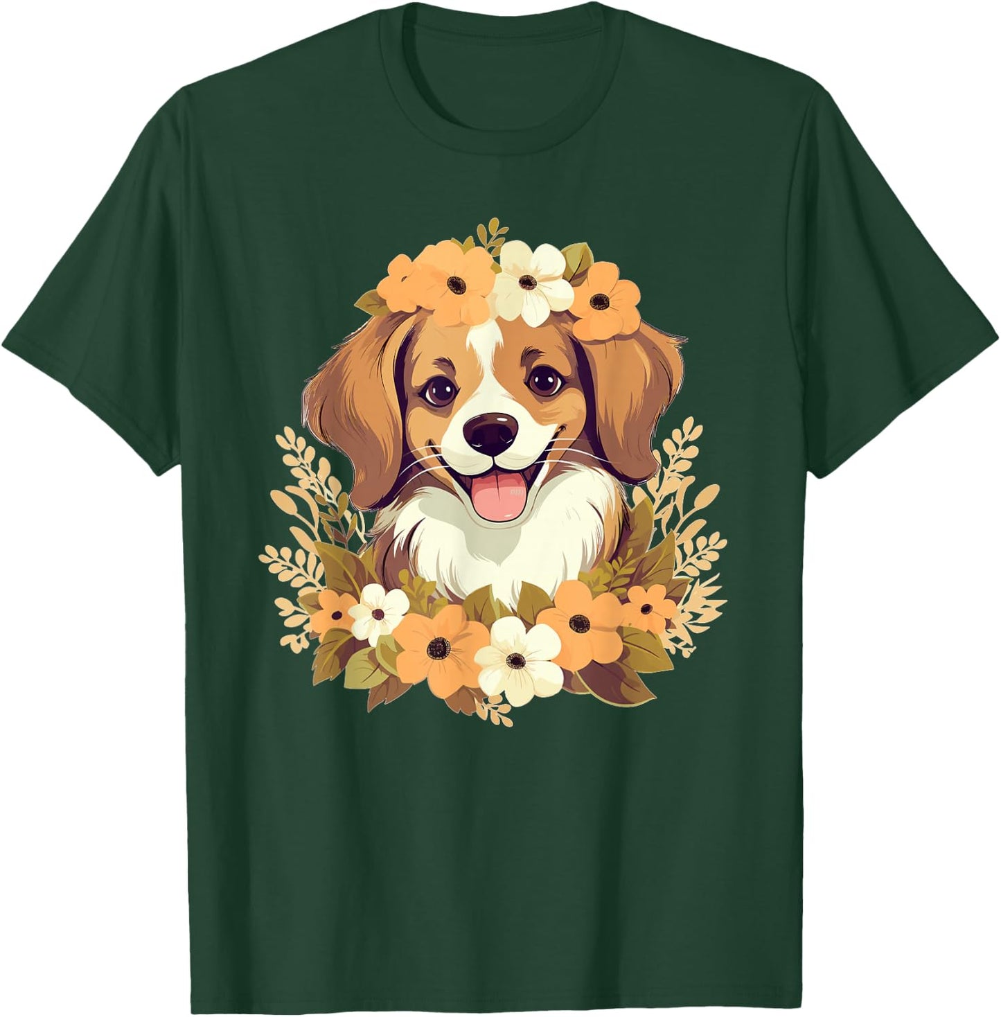 Niedlicher Hund mit Blumen I Kids Dog T-Shirt - T-Shirt | Forest