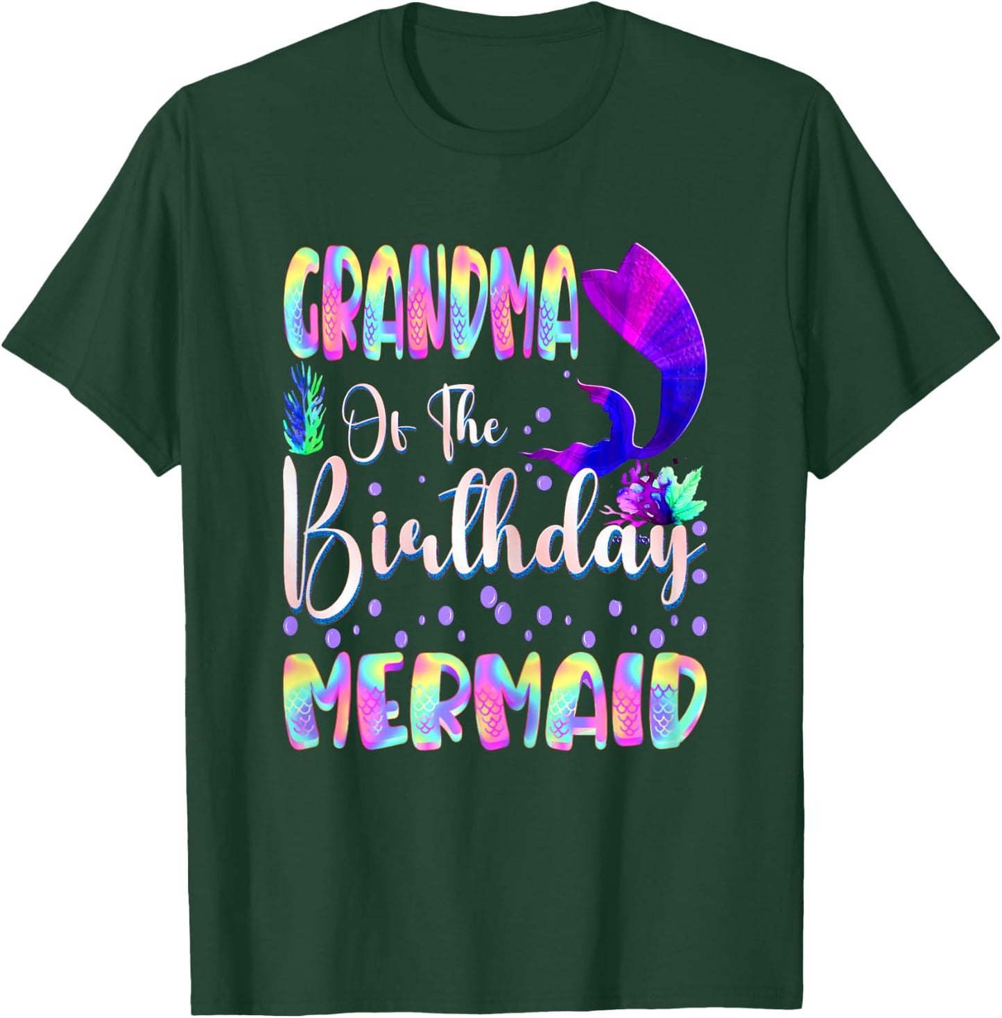 Grandma Of The Birthday Mermaid Matching Family Party T-Shirt - T-Shirt | Forest