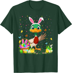 Duck Easter Egg Hunt Bunny Ear Duck Happy Easter T-Shirt - T-Shirt | Forest