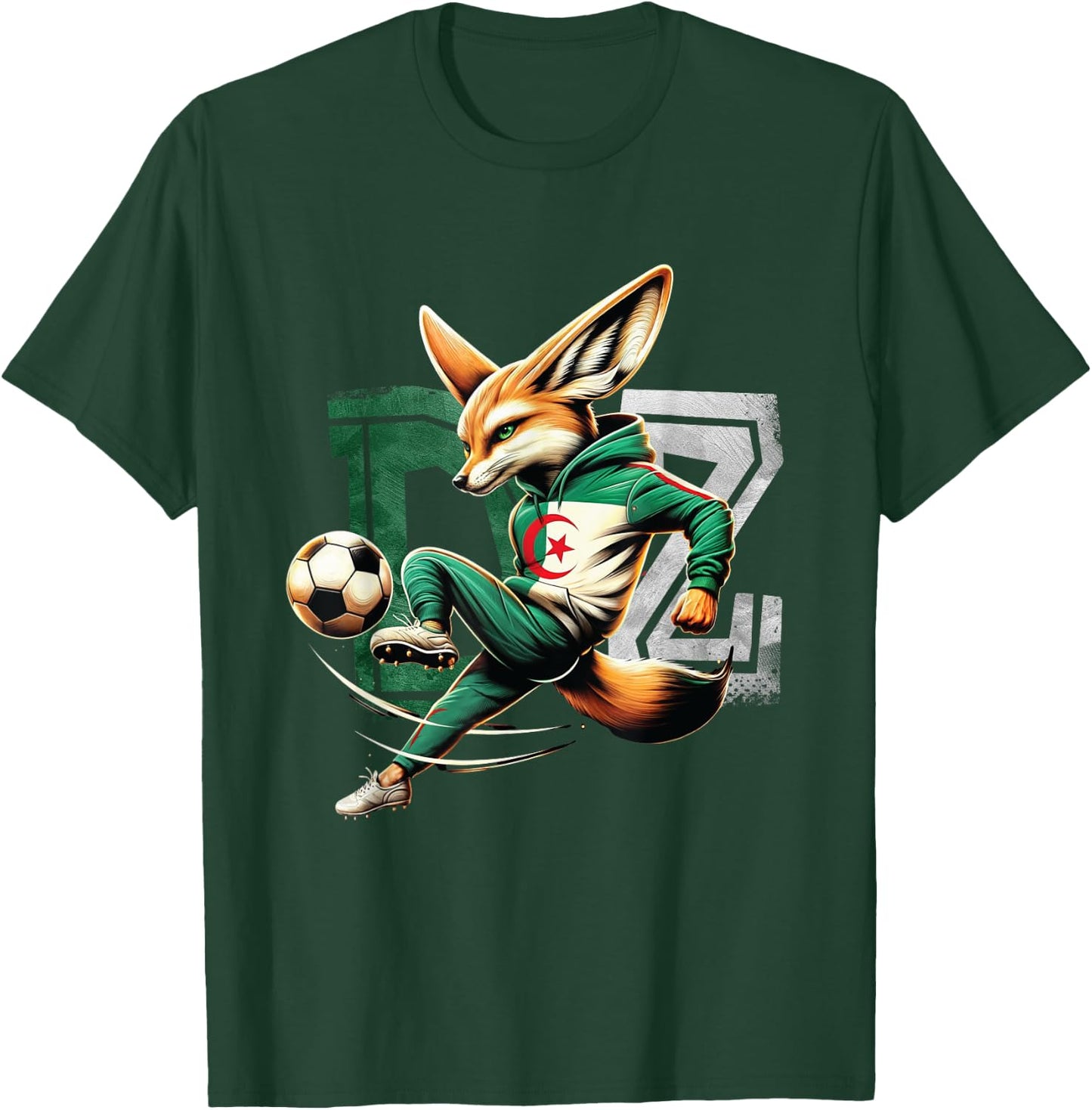 Fennec Algerian Flag Football Gift Jersey Dz , Black, S T-Shirt - T-Shirt | Forest