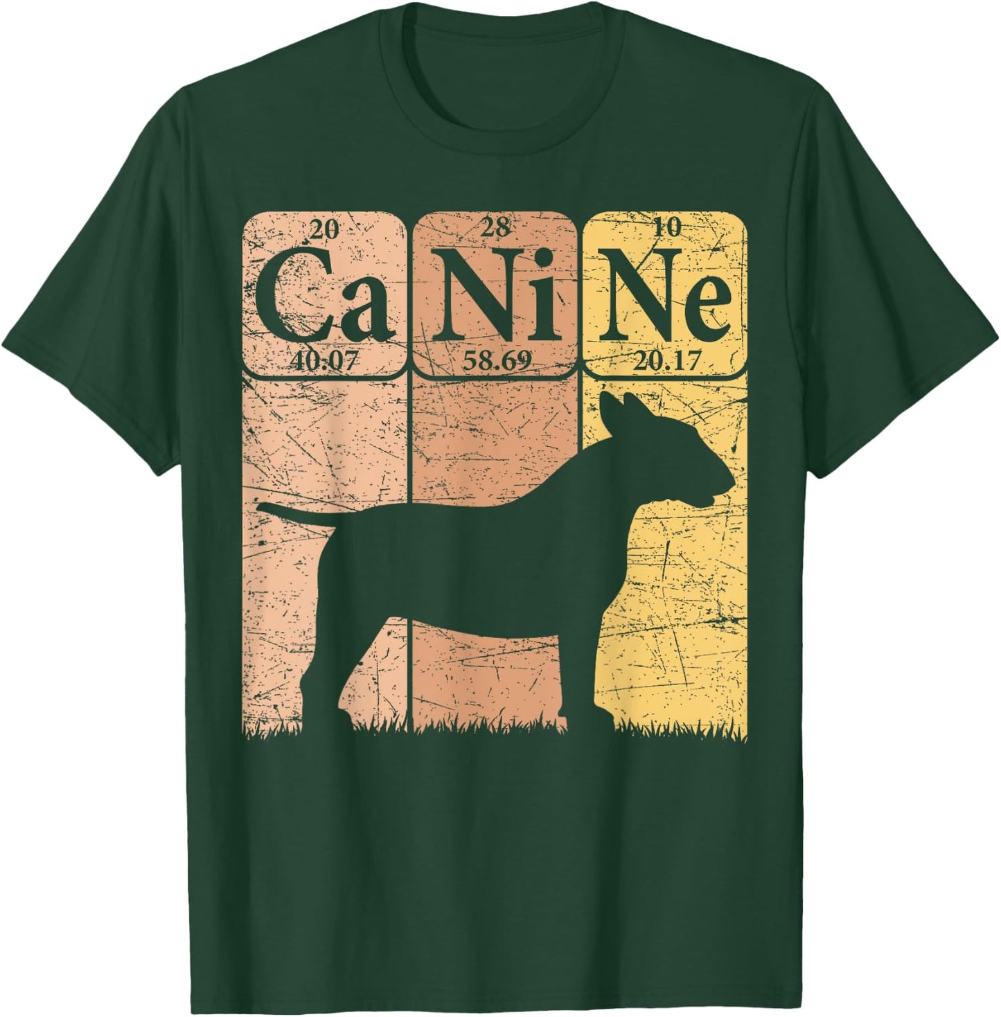 Bull Terrier Dog Periodic Table Elements Dog Lover Canine T-Shirt - T-Shirt | Forest