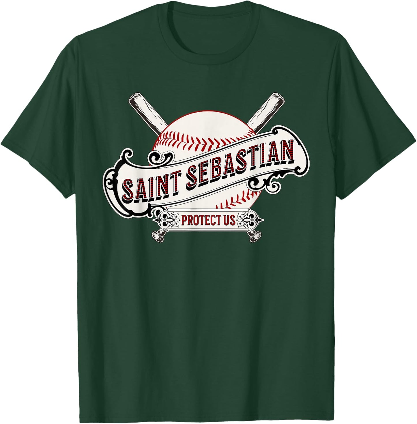 St Sebastian Patron Saint of Baseball Prayer Sports Athletes T-Shirt - T-Shirt | Forest