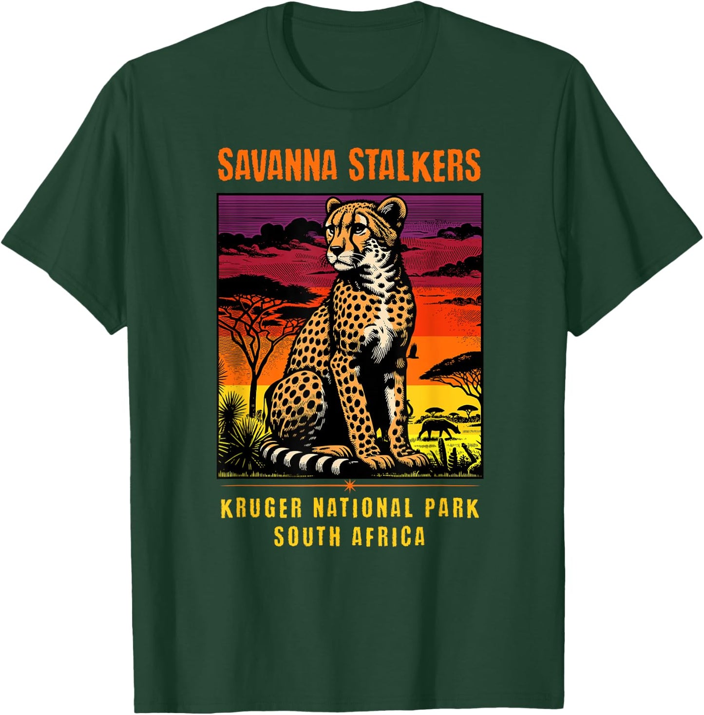 Cheetah Savanna Stalkers Kruger National Park South Africa T-Shirt - T-Shirt | Forest