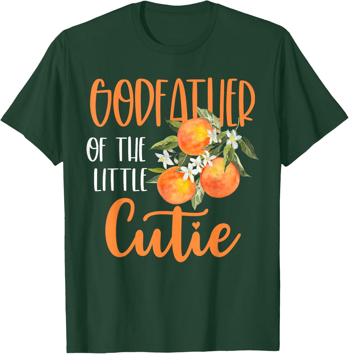 Godfather Little Cutie Baby Shower Orange 1st Birthday Party T-Shirt - T-Shirt | Forest