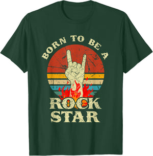 Born to Be Rock Star Hand Horns Vintage Retro T-Shirt - T-Shirt | Forest