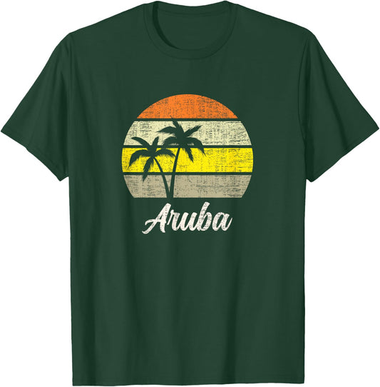Vintage Aruba Caribbean 70s Retro Beach Surf Love Aruba T-Shirt - T-Shirt | Forest