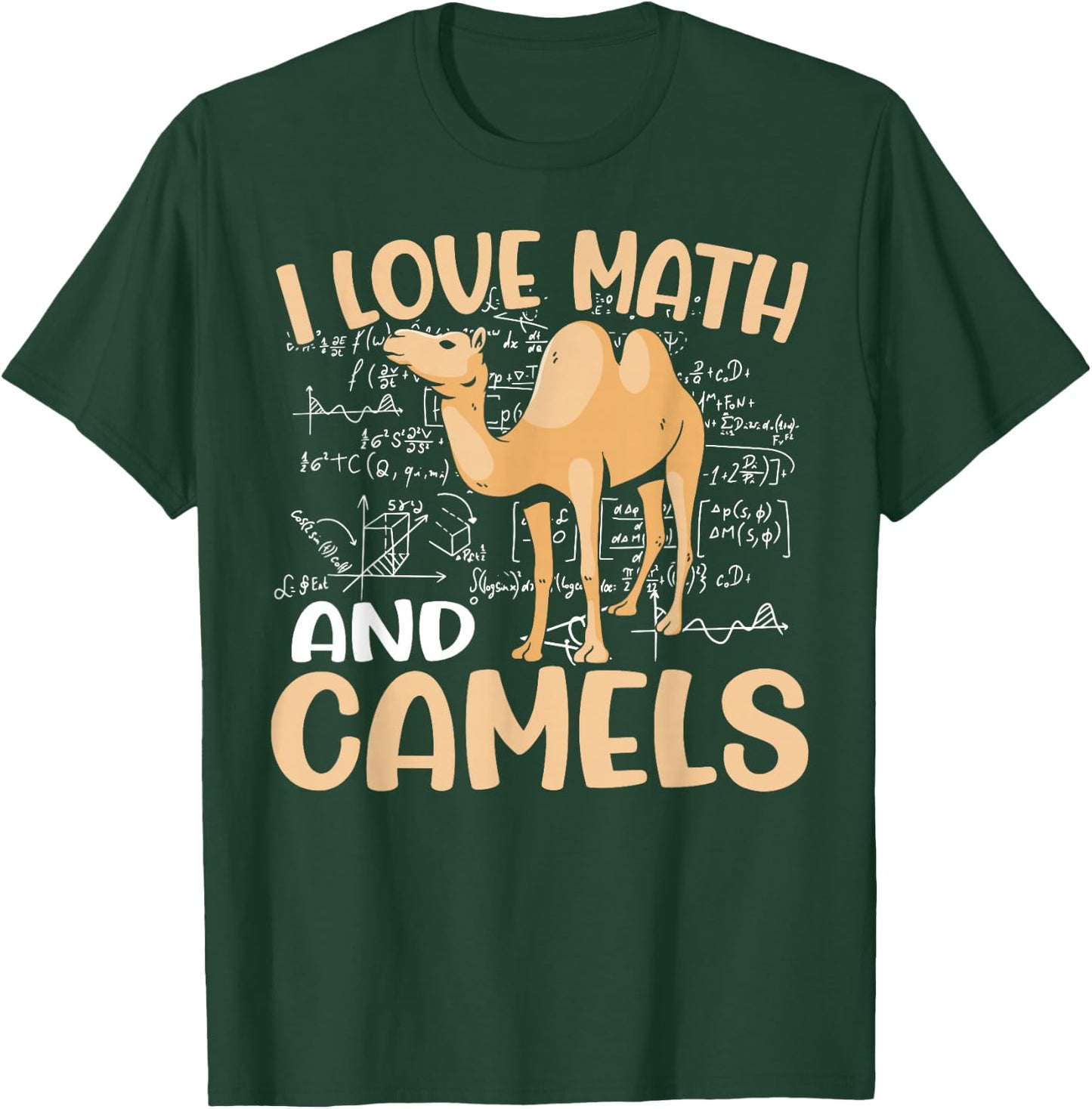 Kids Dromedary Funny School I Love Math And Camels T-Shirt - T-Shirt | Forest