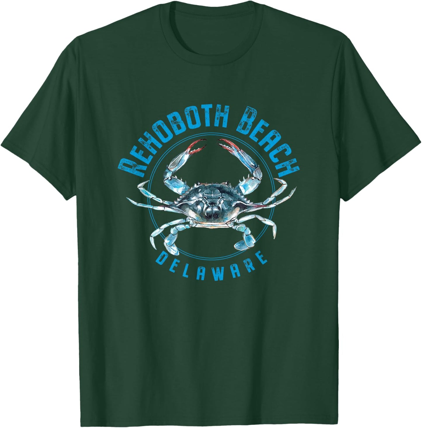 Rehoboth Beach Delaware Blue Crab Design T-Shirt - T-Shirt | Forest