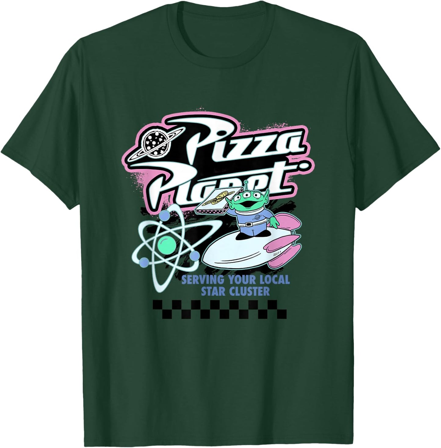 Disney Pixar Toy Story Pizza Planet Retro Neon Retro Poster T-Shirt - T-Shirt | Forest