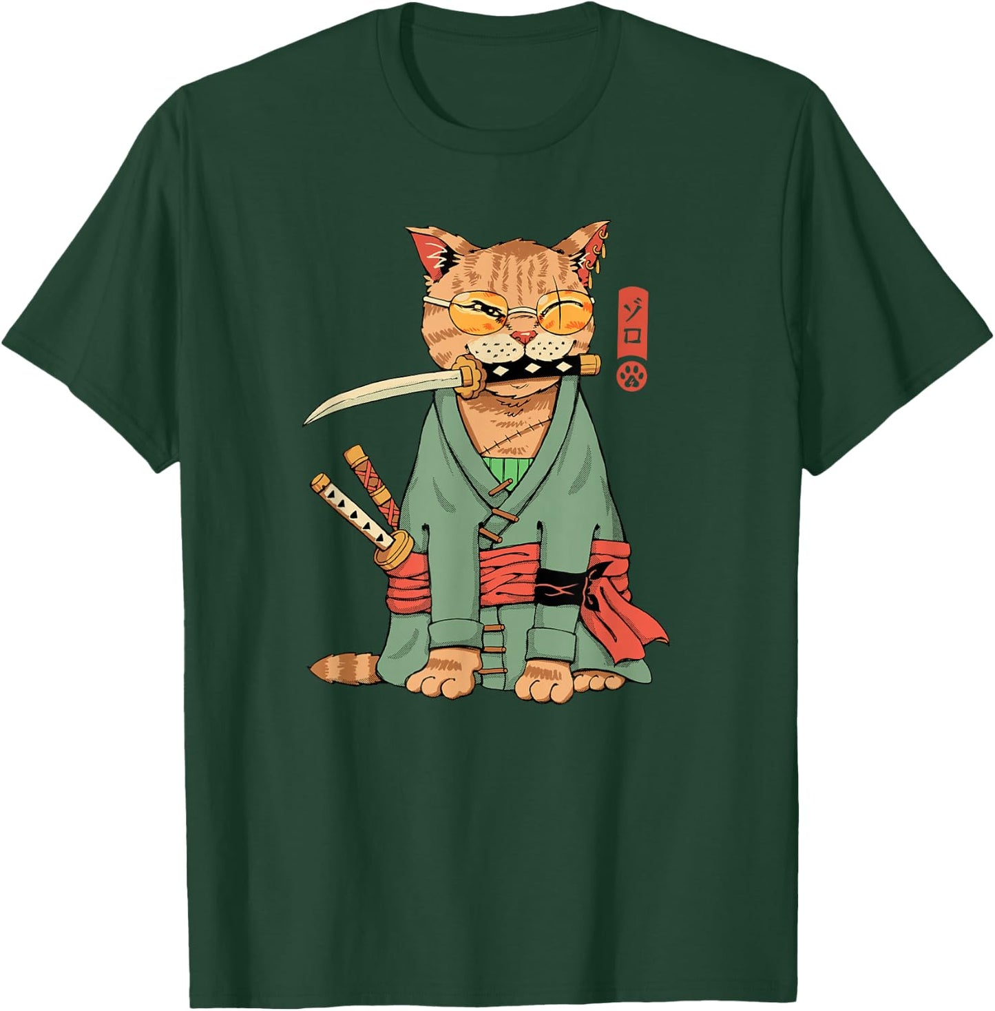 Zoro Cat Warrior T-Shirt - T-Shirt | Forest