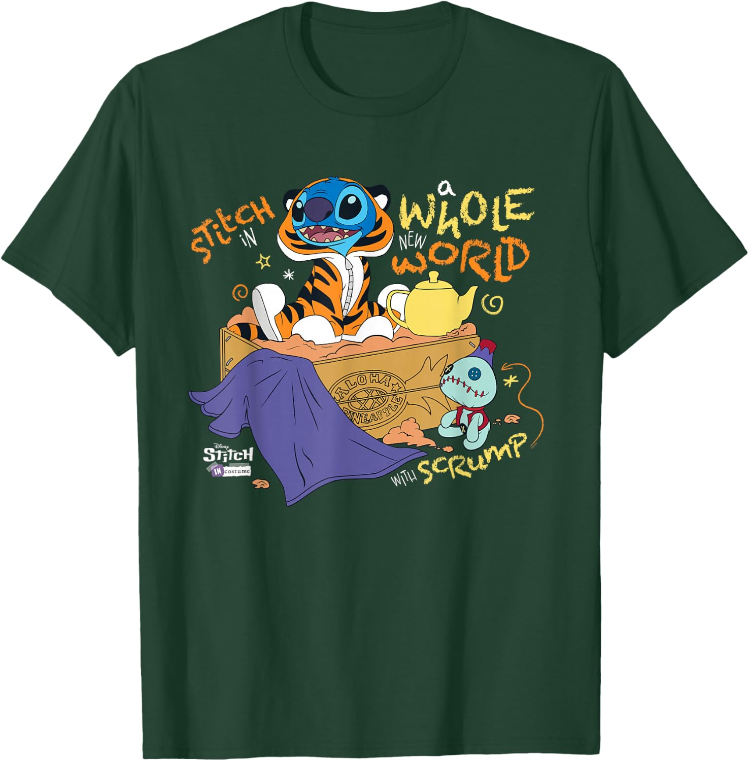 Disney 100 Stitch in Costume Rajah Aladdin a Whole New World T-Shirt - T-Shirt | Forest