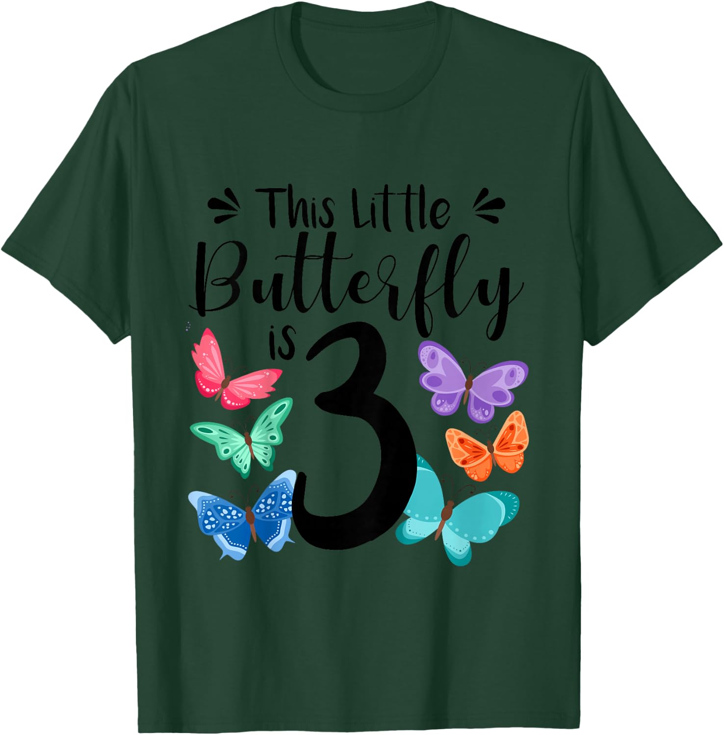 3 Year Old Butterfly Birthday Girls 3rd Girl Party Gift T-Shirt - T-Shirt | Forest