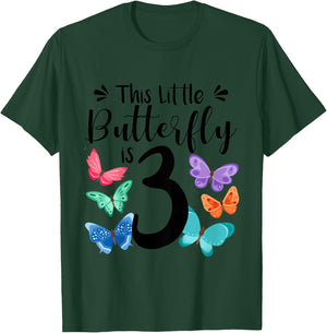 3 Year Old Butterfly Birthday Girls 3rd Girl Party Gift T-Shirt - T-Shirt | Forest