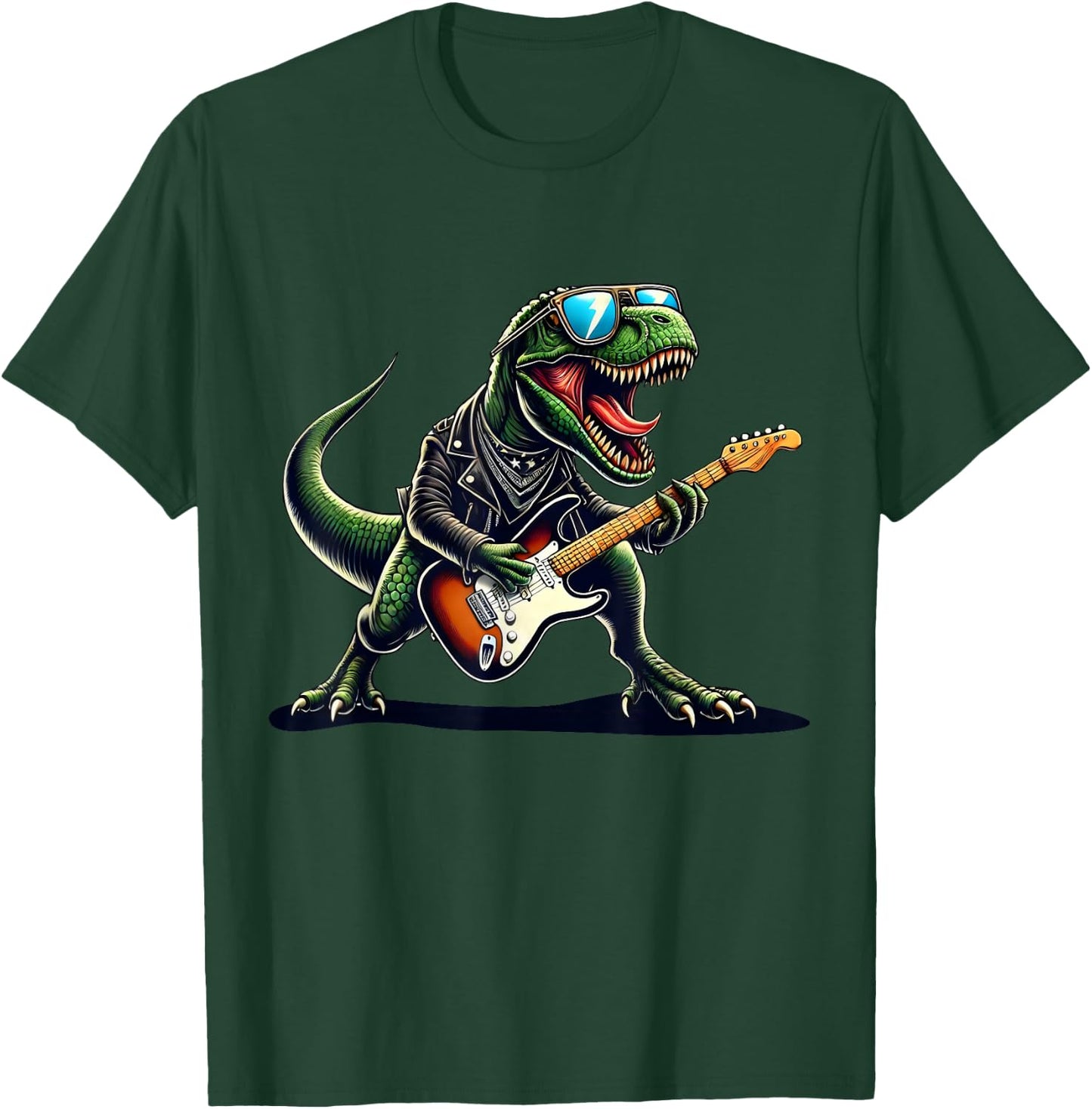 Punk Dinosaur, Rock'n Roll Goth Dino, Funny Guitar Band Kids T-Shirt - T-Shirt | Forest