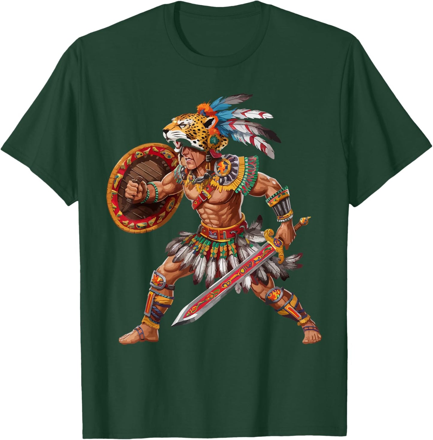 Aztec Jaguar Warrior Aztec Culture Mayan Indigenous T-Shirt - T-Shirt | Forest