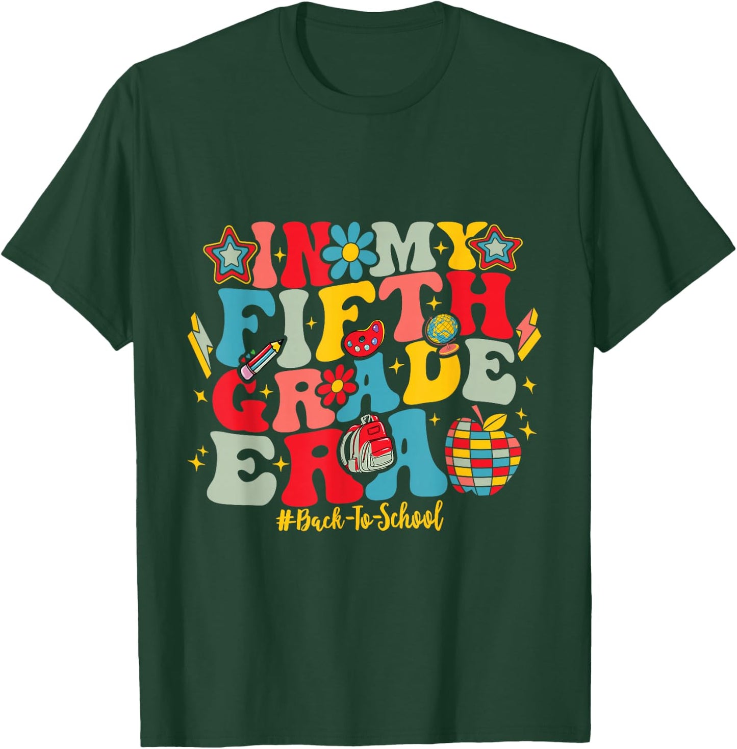 In My Fifth Grade Era 5th Grade Back To School Teacher Kids T-Shirt - T-Shirt | Forest