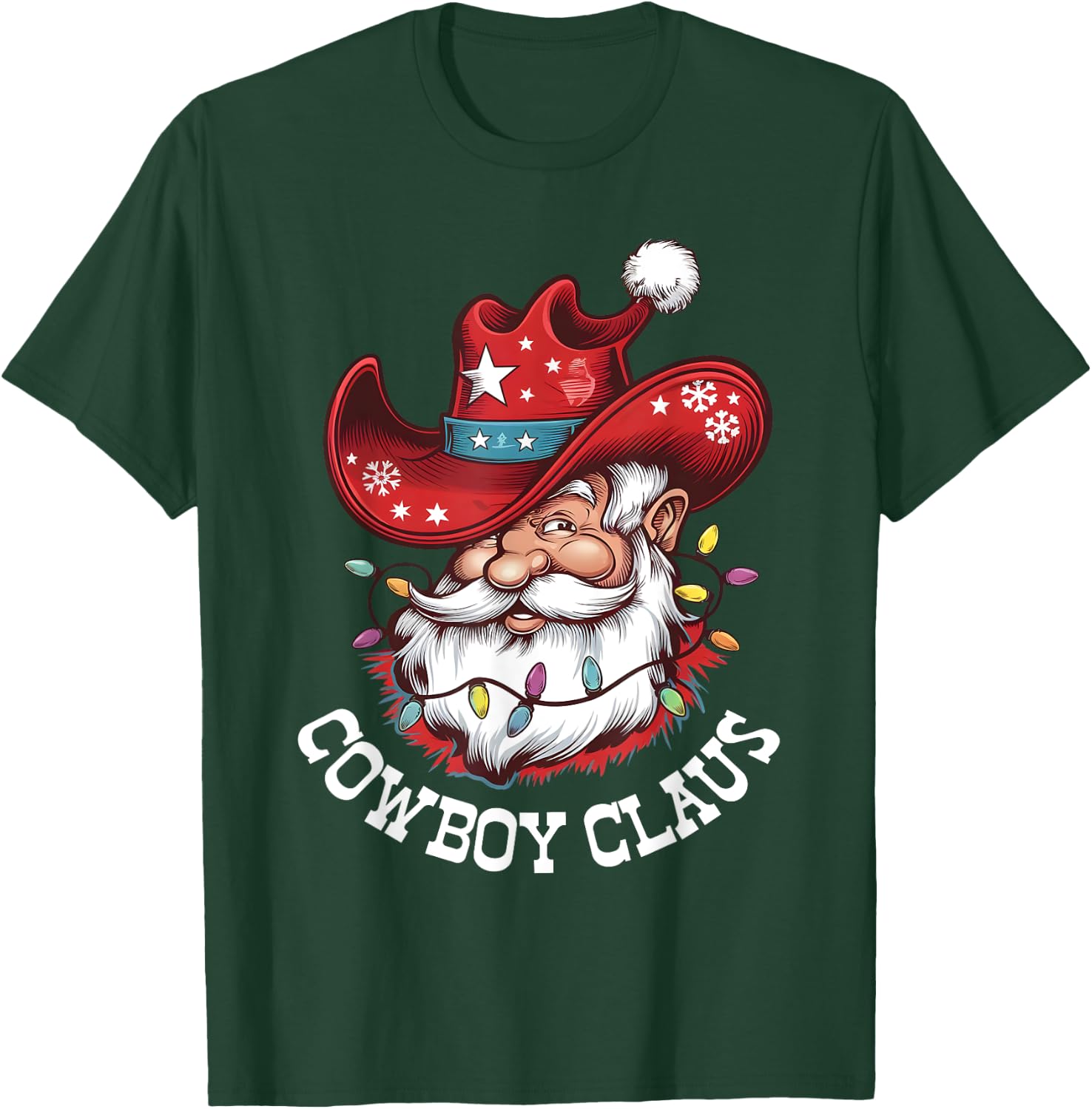 Cowboy Claus Cowboy Santa Hat Xmas Christmas Western Style T-Shirt - T-Shirt | Forest