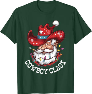 Cowboy Claus Cowboy Santa Hat Xmas Christmas Western Style T-Shirt - T-Shirt | Forest