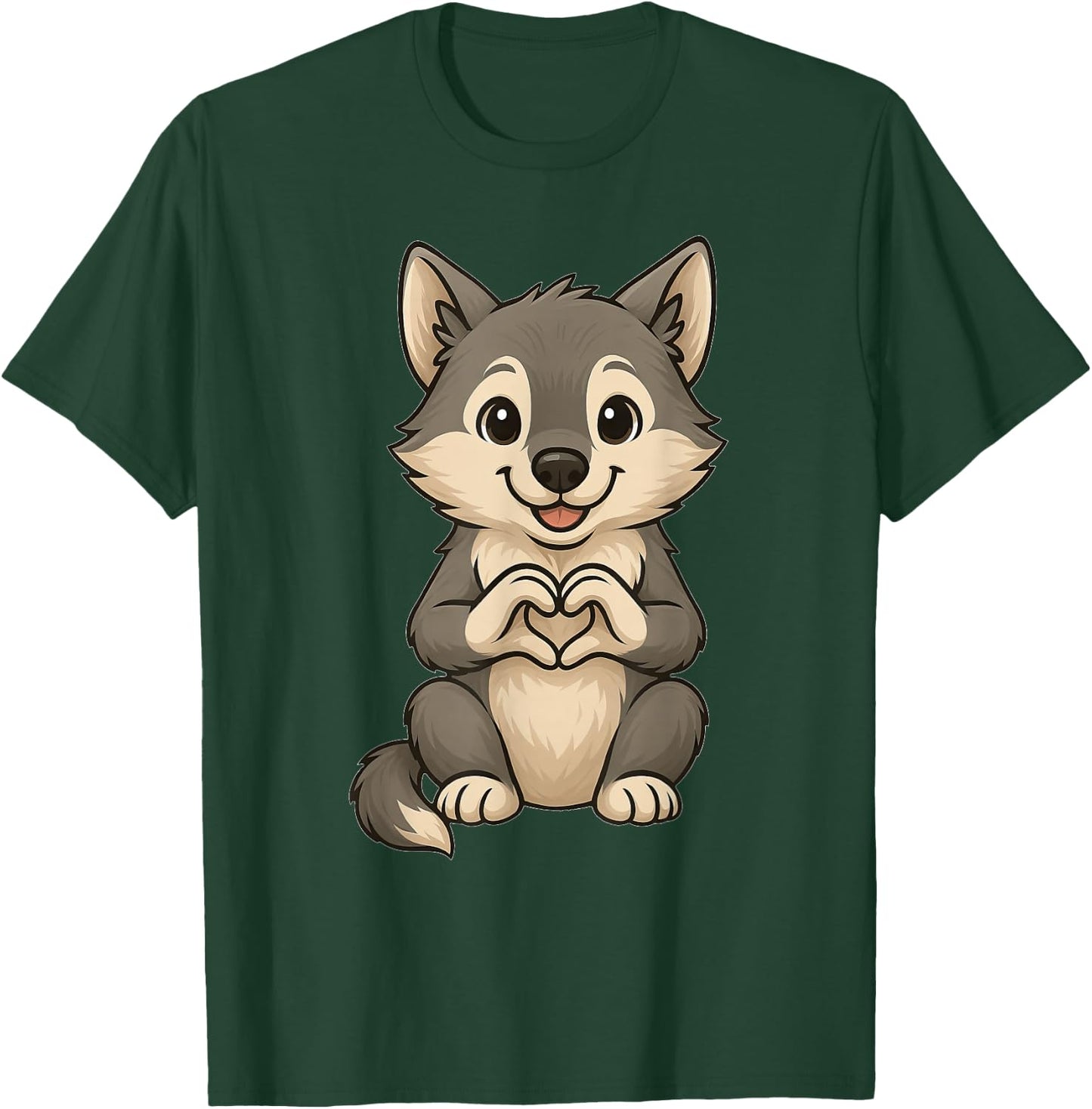 Wolf mit Herz | Süßes Wolfmotiv mit Herzsymbol und Wolf T-Shirt - T-Shirt | Forest