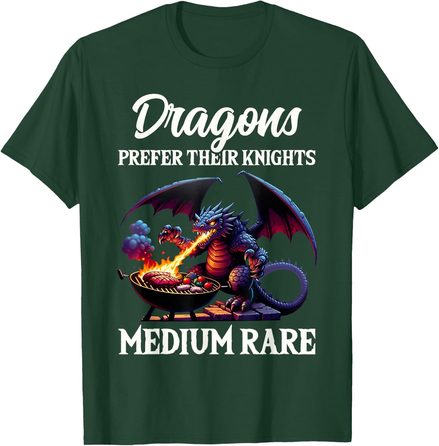 Funny Renaissance Festival Dragons Prefer Knights Design T-Shirt - T-Shirt | Forest