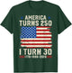 Retro Funny America Turns 250 I Turn 30 1996 30th Birthday T-Shirt - T-Shirt | Forest