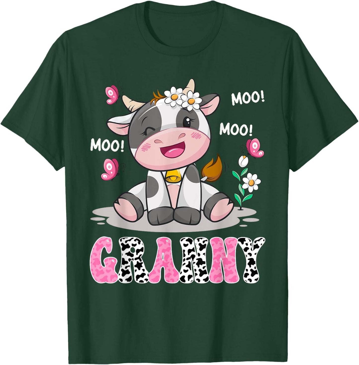 Granny Cute Cow Moo Moo Farmer Birthday Family Matching T-Shirt - T-Shirt | Forest