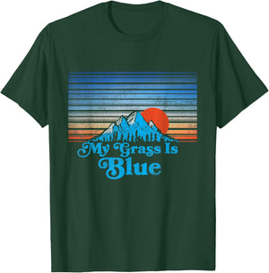 My Grass is Blue - Bluegrass Player / Fan Mountains Graphic T-Shirt - T-Shirt | Forest