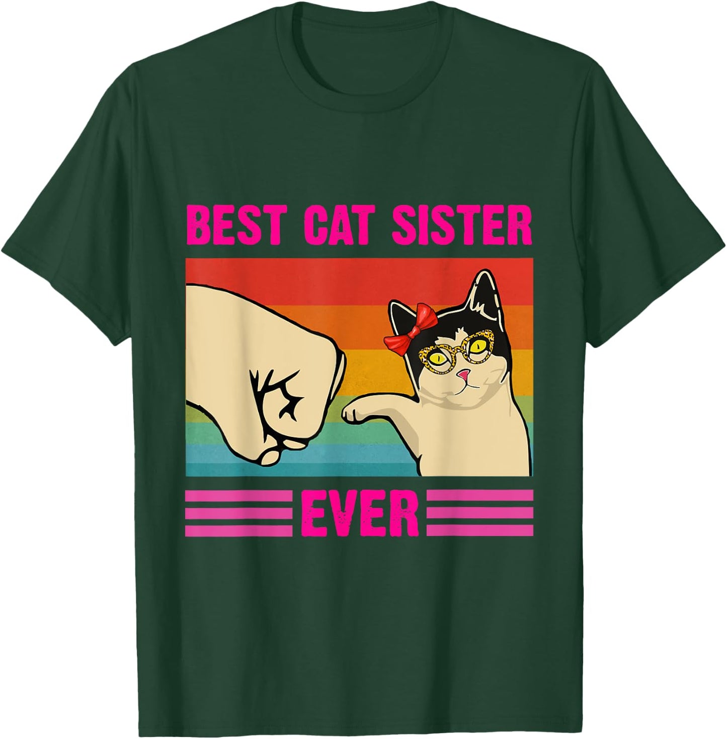 Best Cat Sister Ever Funny Sister Cat Lovers Style Retro T-Shirt - T-Shirt | Forest