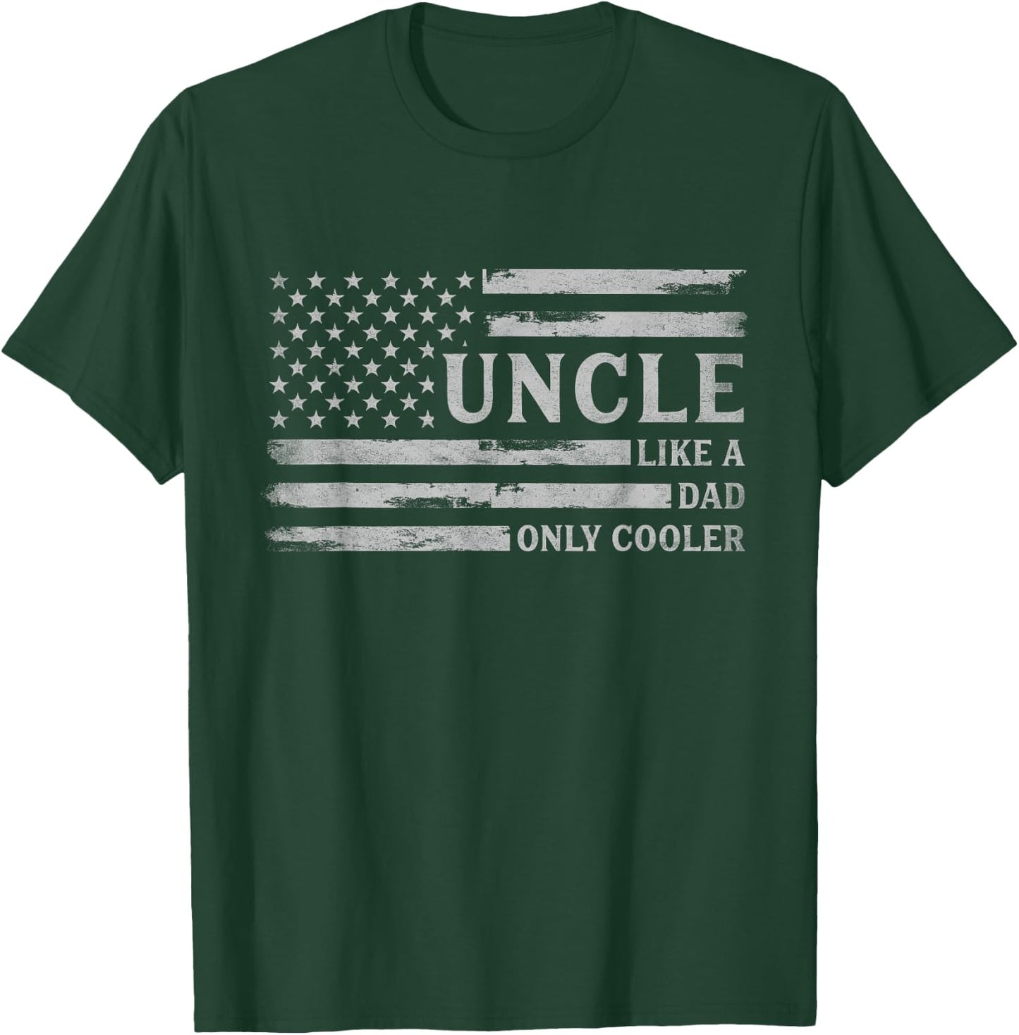Uncle Like A Dad Only Cooler Father's Day Grey USA Flag T-Shirt - T-Shirt | Forest