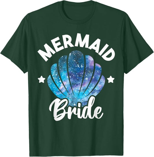 Cute Mermaid Bride Seashell Matching Mermaid Squad Party T-Shirt - T-Shirt | Forest