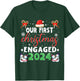 Christmas Couple Our First Christmas Engaged 2024 Funny Couple Xmas Pajamas T-Shirt - T-Shirt | Forest