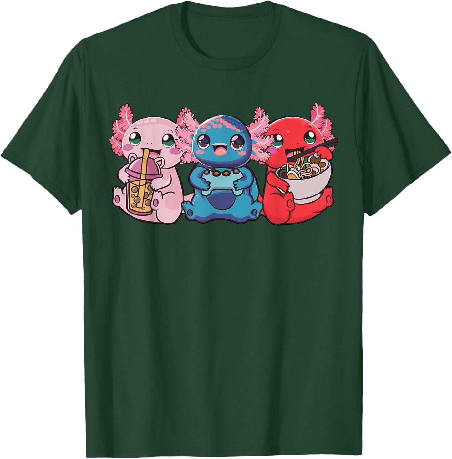 Axolotl Boba Tea Bubble Tea Gaming Gamer Ramen Axolotl T-Shirt - T-Shirt | Forest