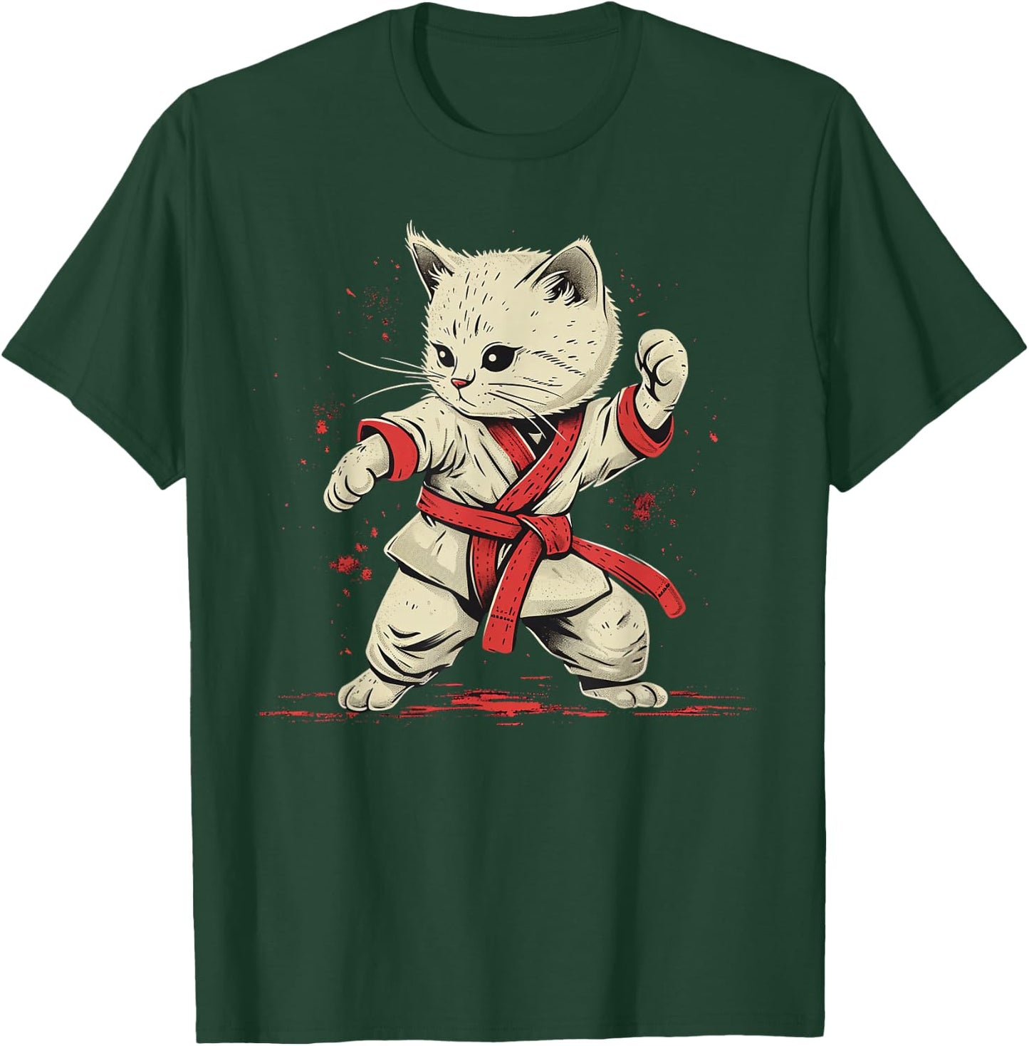 Karate Herren Damen & Kinder Katze Karateka T-Shirt - T-Shirt | Forest