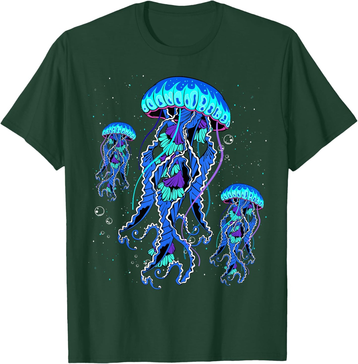 Jellyfish Medusa Jellies Blue Marine Sea Ocean Diver Surfer , black T-Shirt - T-Shirt | Forest