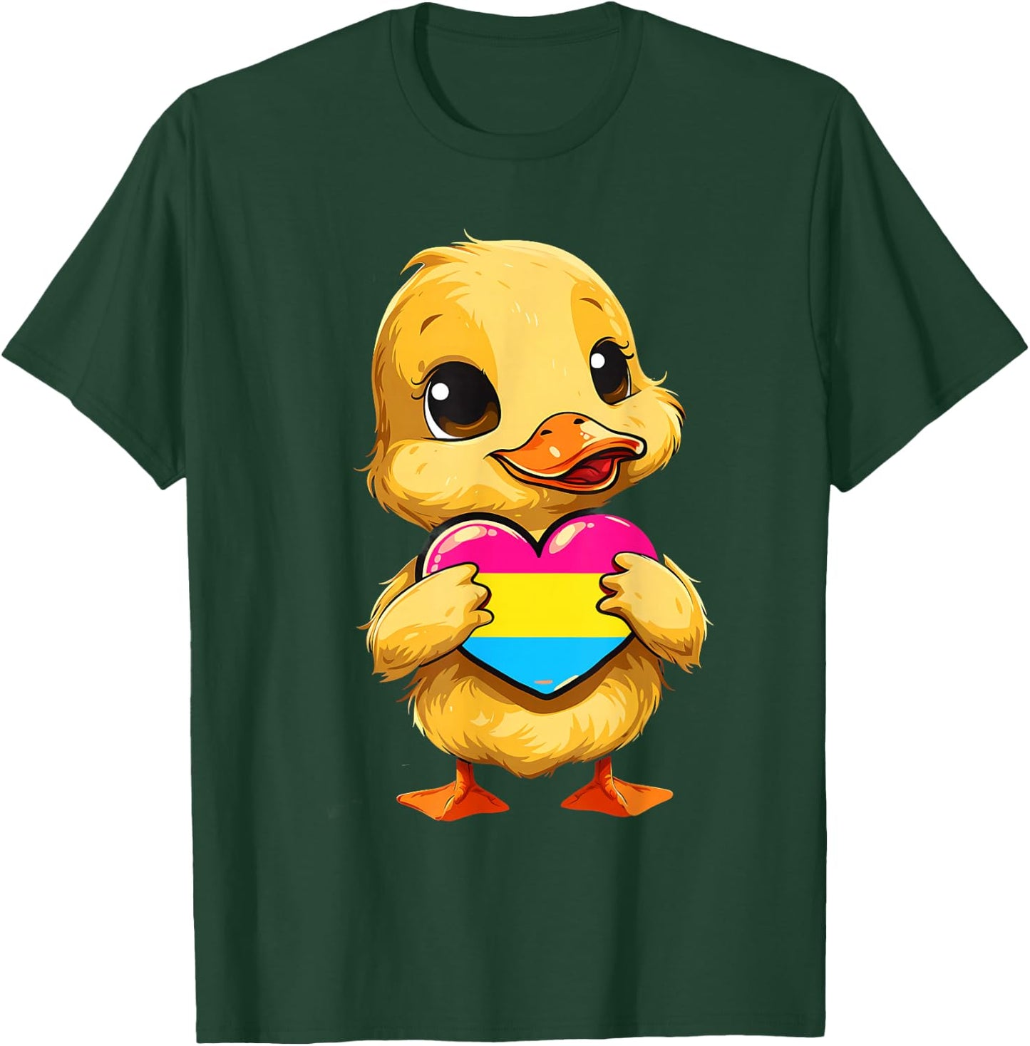 Pan Pride Duck Pansexuality Pansexual Pride Heart Pan Flag T-Shirt - T-Shirt | Forest