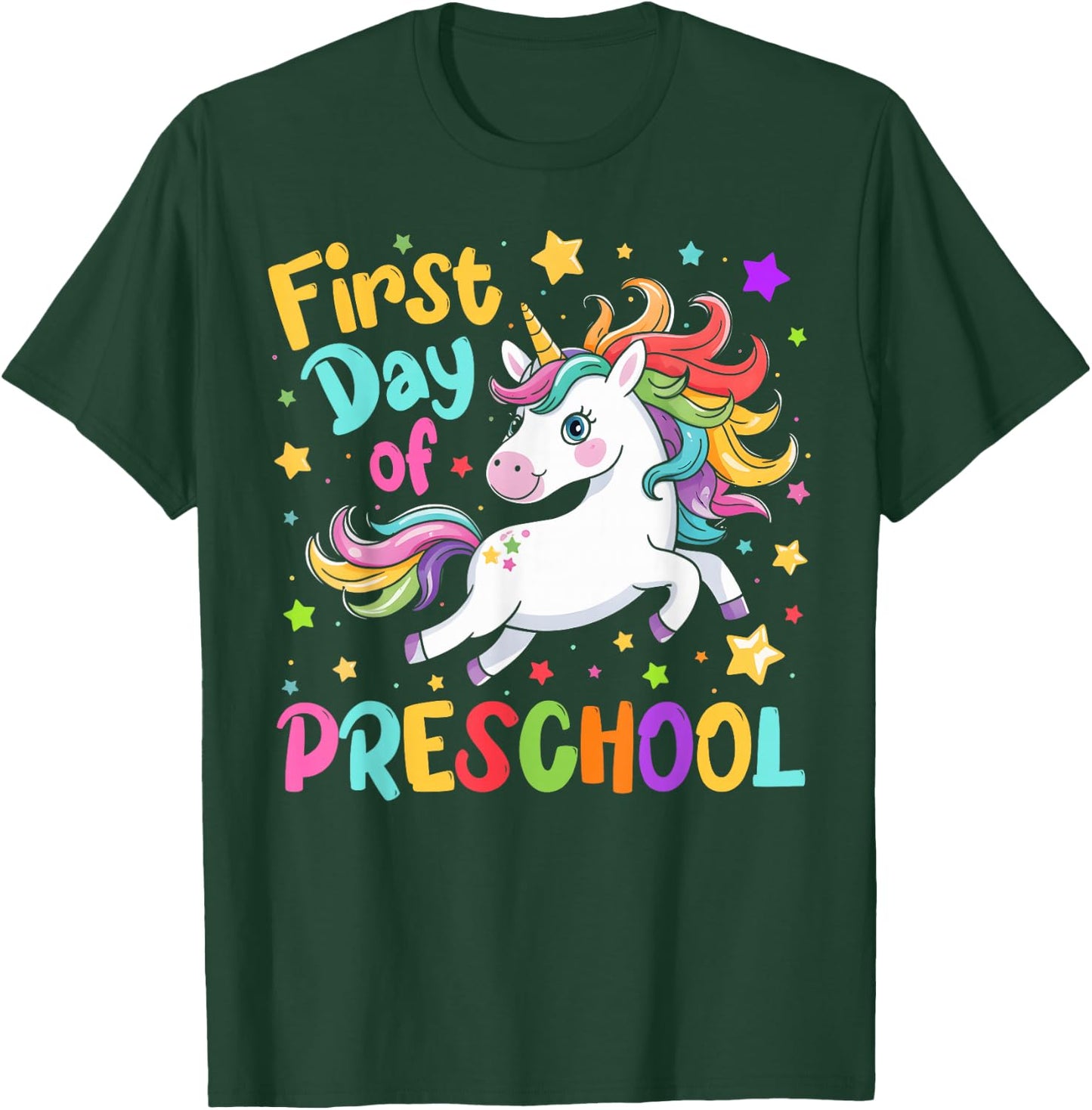 First Day Of Preschool Back To School Unicorn T-Shirt - T-Shirt | Forest
